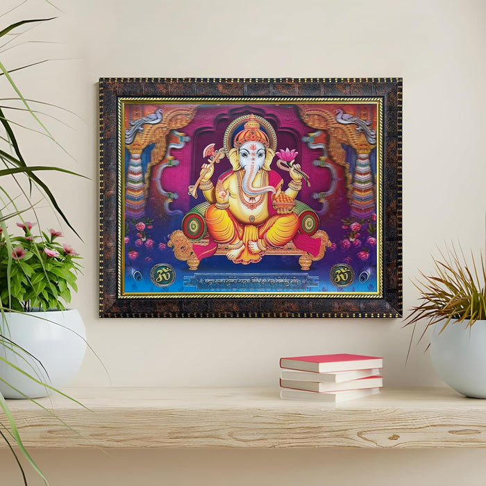 Framed 5D/3D Wall Art Print Poster Religious Painting for Home Décor, Mandir, Living Room & Office Decoration (14.3x18.2 Inch)