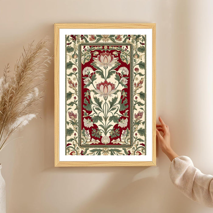 Turkish Floral Art Print, Wall Decorative Art Prints Framed Painting (17x23 Inch)