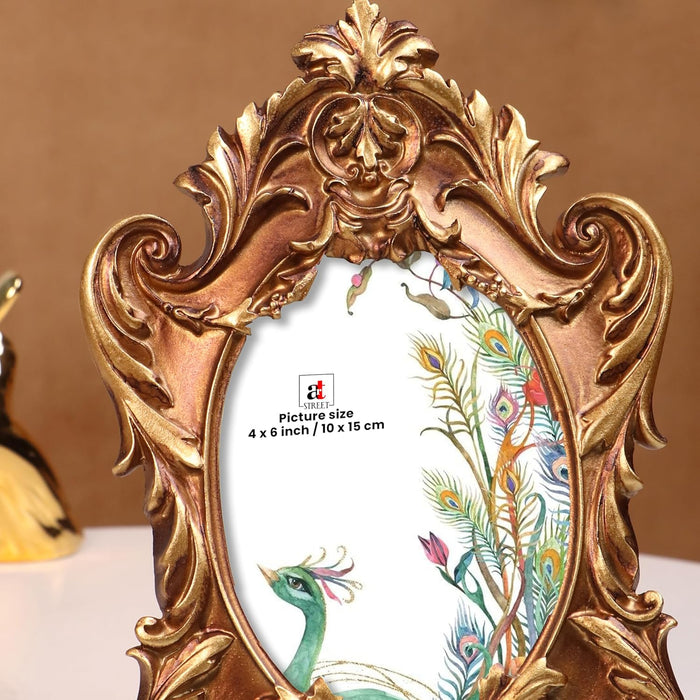 Vintage 4x6 Inch Photo Frame Golden Brown – European Style Resin Picture Frame, Stylish Antique Design for Tabletop or Wall Display, 10x15 cm