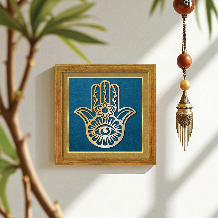 Hamsa Hand Vastu for Protection, Good Luck, Charm for Home and Office | Hand of Fatima Ideal Spiritual Gift for Women and Housewarming (9x9 Inch)