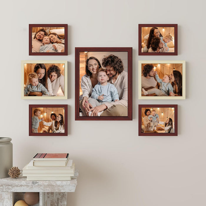 Wall Photo Frame Set of 8 | Gallery Wall Collage Picture Frames | Family Photo Display for Home Decor | Wall Hanging | 8x8 & 8x12 Inch