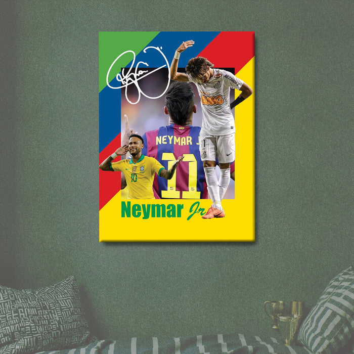 Neymar Jr Wall Art Canvas Painting Poster, Brazilian Football Star Sports Wall Decor for Living Room, Bedroom, Office & Football Lovers, and Home & Office Decor, 16 x 22 Inch