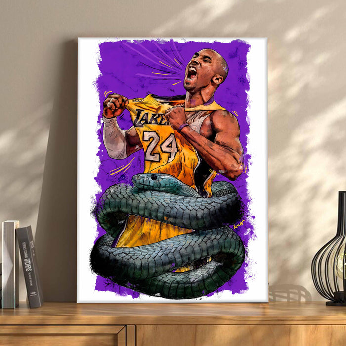 Legendary Basketball Tribute Stretched Canvas Painting Print| Victory & Strength Themed Sports Wall Art | Modern Pop Art Canvas for Home & Office Décor, 41x56 cm