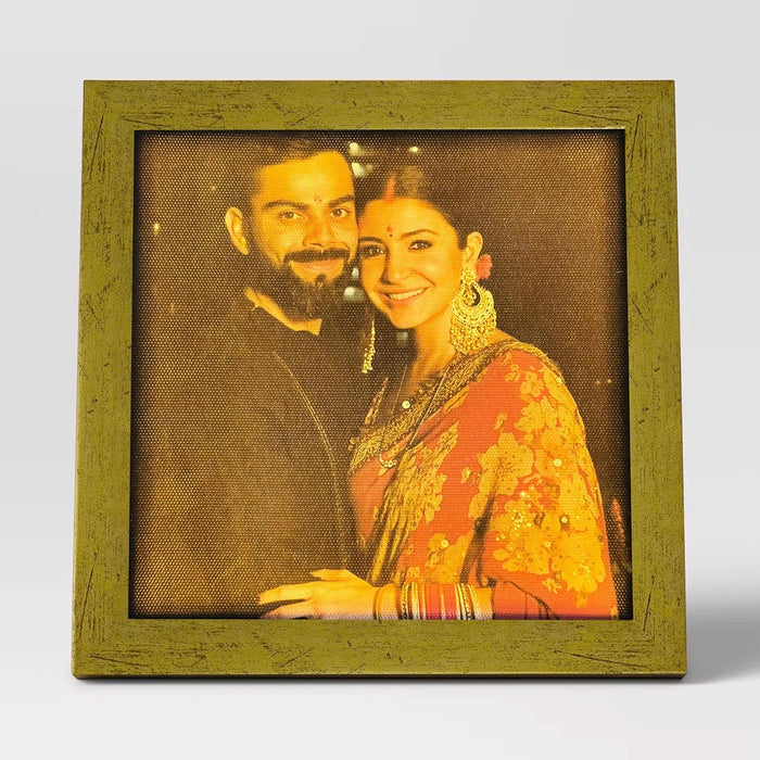 LED Photo Frame with Backlight, Gold (8x8 Inch), Back Light Photoframe.