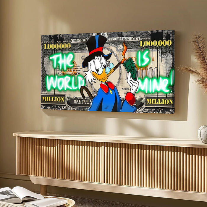 Luxury Million Dollar Pop Art Wall Painting | Bold Money-Themed Cartoon Stretched Canvas Artwork for Office & Living Room Décor, 22x46 Inch