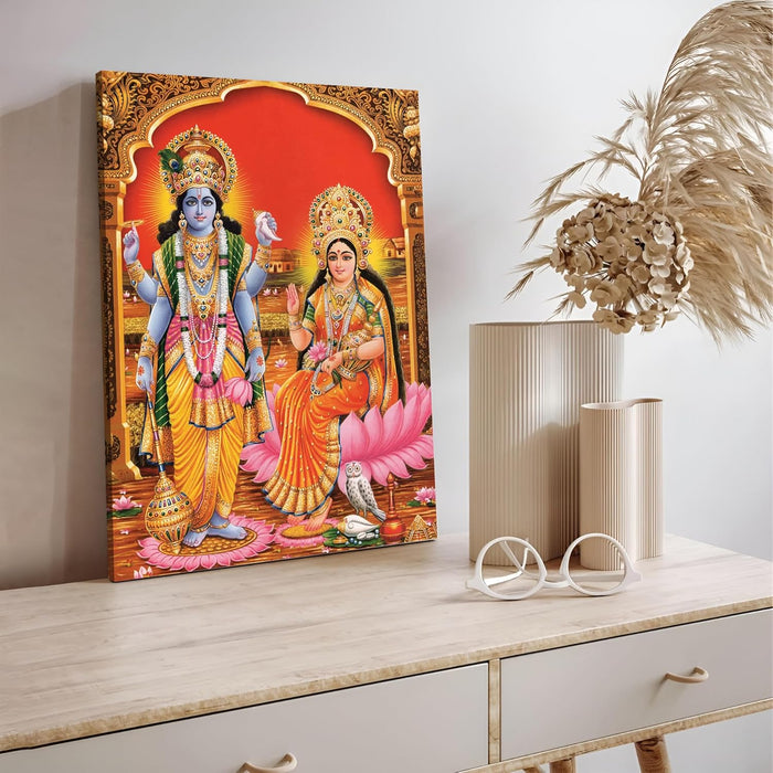 Spiritual Stretched Canvas Pooja room Temple Wall Art Print Painting on Stretched-Canvas (30x41 CM)