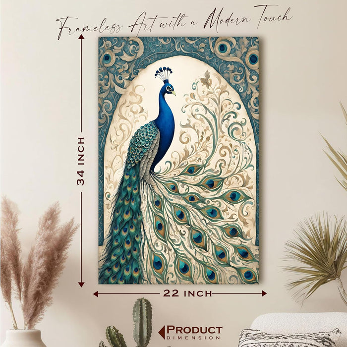 Abstract Stretched Canvas Multicolor Wall Art Painting Peacock Classic Digital Painting ‰ÛÒ 22x34 Inch