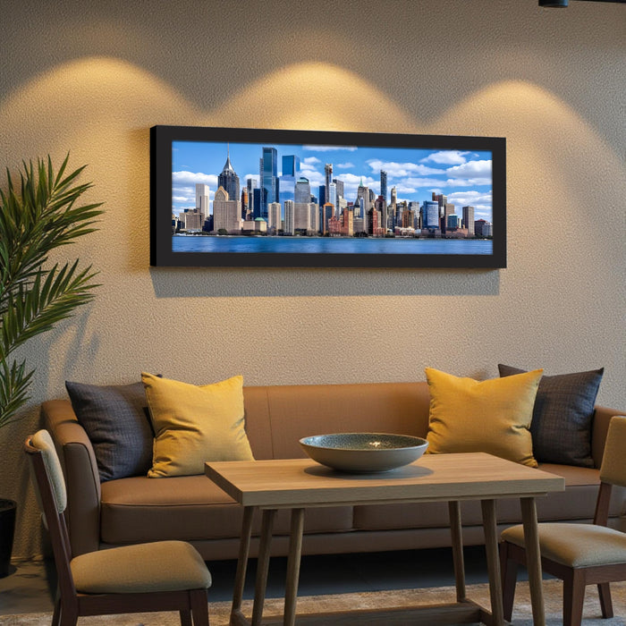 New York City Skyline Sea View Wall Art Framed Luxury Paintings for Home Decoration, Living room, Bedroom and Office Decoration (99x38 CM)