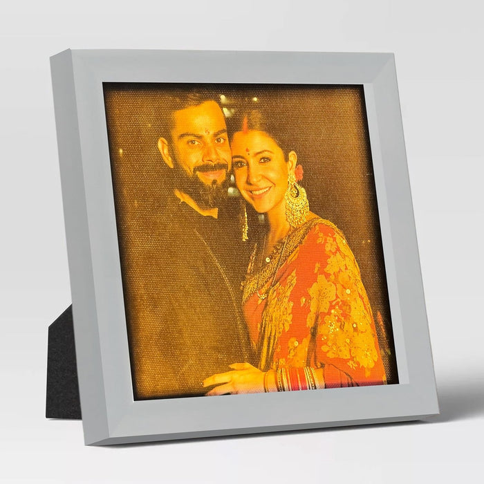 LED Photo Frame with Backlight, Gold (8x8 Inch), Back Light Photoframe.