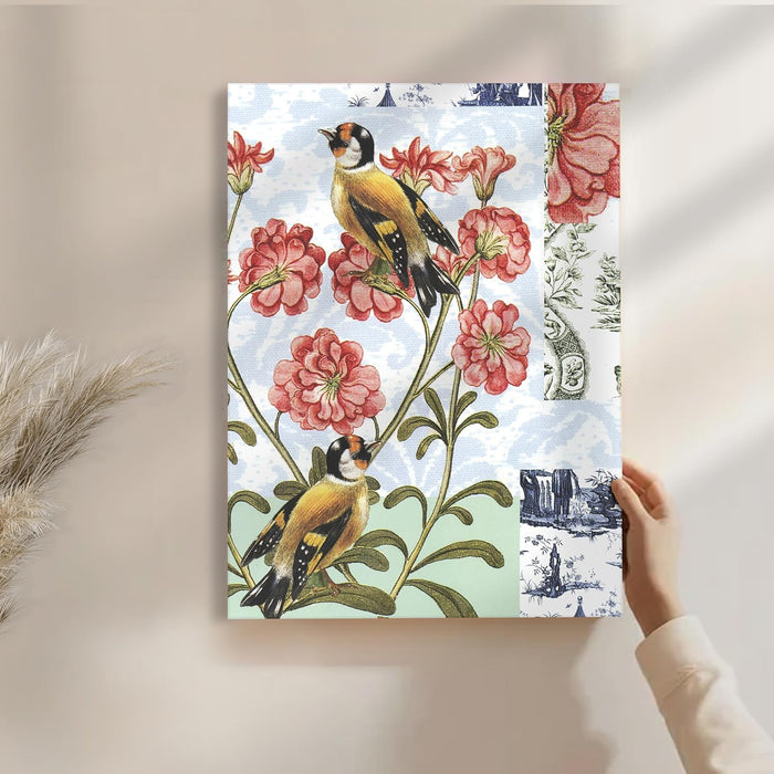 Bird Floral Theme Stretched Canvas Art Print, Painting | Digital Print On Stretched-Canvas (30x41 CM)