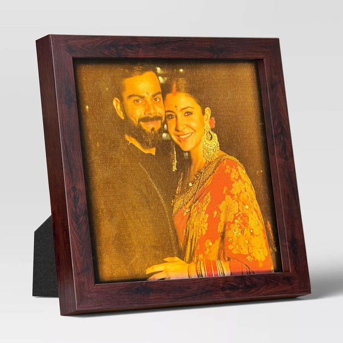 LED Photo Frame with Backlight, Gold (8x8 Inch), Back Light Photoframe.