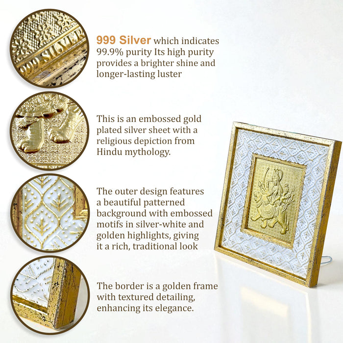 Art Street Pooja Gift Box with Nav Durga Frame, Laxmi Charan, Aarti Sangrah, Ghanti, Agarbatti and Candle for Celebration and Gift for Family, Friends and Relatives (Pack of 7)