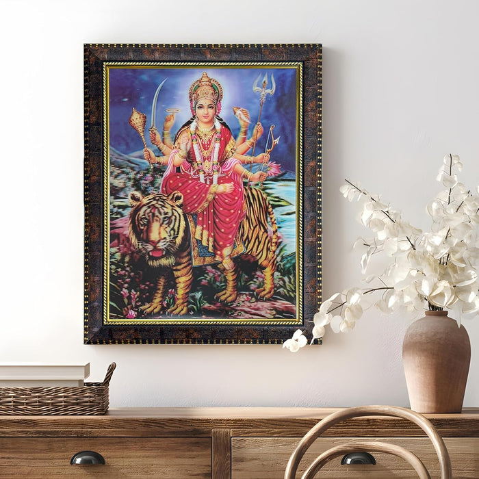 Framed 5D/3D Wall Art Print Poster Religious Painting for Home Décor, Mandir, Living Room & Office Decoration (14.3x18.2 Inch)