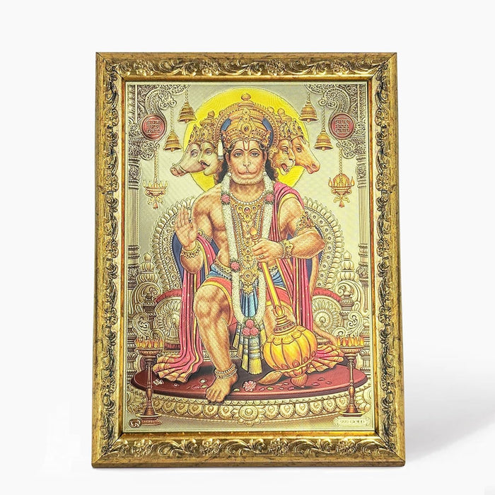 Art Street Lord Panchmukhi Hanuman Photo Frame, Gold Plated God Photo Frames, Home Decor Photo Frame (Size: 6x8 Inch, Gold)