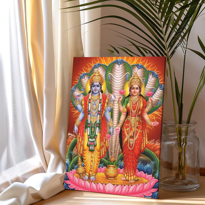 Spiritual Stretched Canvas Pooja room Temple Wall Art Print Painting on Stretchd-Canvas Suits for Pooja-room, Mandir, Hallways, Living Room, Office (30x41 CM)