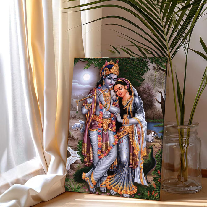 Spiritual Stretched Canvas Pooja room Temple Wall Art Print Painting on Stretched-Canvas (30x41 CM)