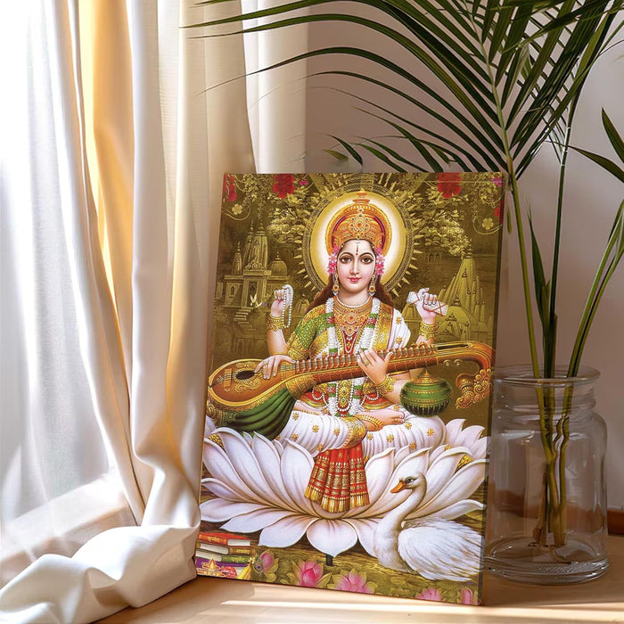Spiritual Stretched Canvas Pooja room Temple Wall Art Print Painting on Stretched-Canvas (30x41 CM)
