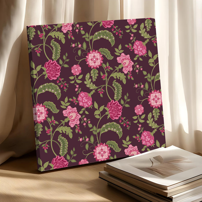 Mughal Flower Miniature Painting for Wall Decoration | Flower Canvas Wall Painting for Living Room, Bedroom, Home and Office Wall Decor (56x56 Cm)
