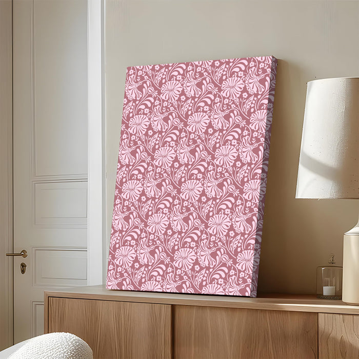 Red White Flower Motif Pattern Wall Painting | Stretched Canvas Flower Wall Painting for Living Room, Bedroom, Home and Office Wall Décor (41x56 cm)