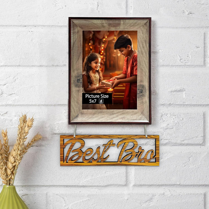 Art Street 5x7 Inch Photo frame with 'Best Bro' Hanging Plaque for Brother, Rakshanbandhan/Rakhi, Gift Set Combo