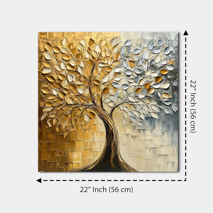Stretched Canvas Brush Stroke Tree Artwork Textured Painting for Wall Decoration 22x22 Inch