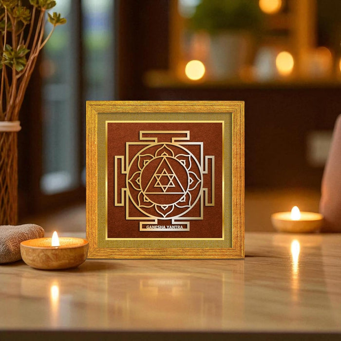 Ganesh Yantra for Vastu | Symbols of Hinduism Ganesh Yantra for Good Luck, Charm Wealth and Protection for Home, Office | Ideal Spiritual Gift for Women and Housewarming (9x9 Inch)