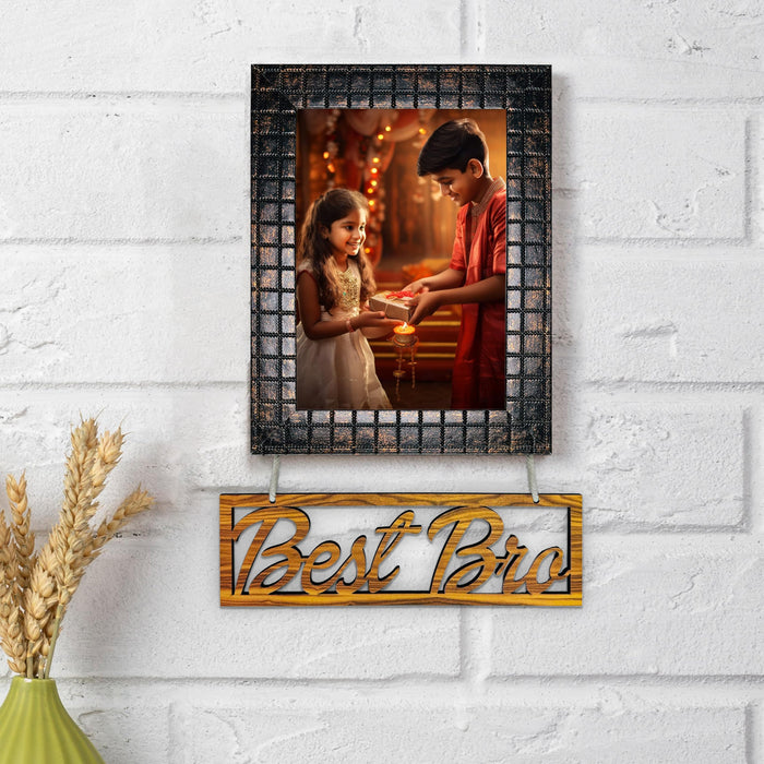 Art Street 5x7 Inch Photo frame with 'Best Bro' Hanging Plaque for Brother, Rakshanbandhan/Rakhi, Raksha Bandhan Combo Gift Set