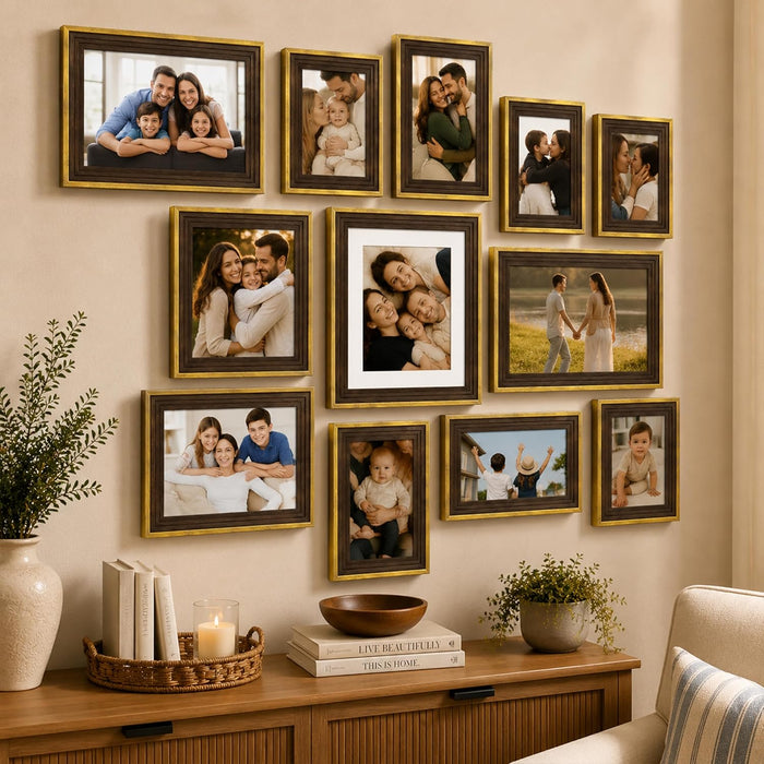 Collage Photo Frame Set of 13 | Multi-Size Gallery Wall Picture Frames for Family Photos | Modern Wall Décor for Living Room, Bedroom & Home Decoration