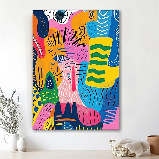 Abstract Artwork of a Leaf as Tree in Orange, Brown, and Beige | Digital Painting On Canvas Stretched on Wood (16x22 Inch)