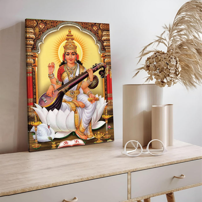 Spiritual Stretched Canvas Pooja room Temple Wall Art Print Painting on Stretched-Canvas (30x41 CM)