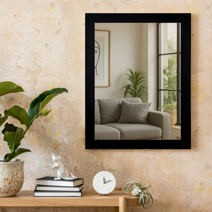 Bathroom Wall Mirror, Black Wall Mount Rectangular Makeup Mirror, Decorative Looking Glass with Frame (Size: Inner: 10x12 in, Outer: 12x14 Inch)