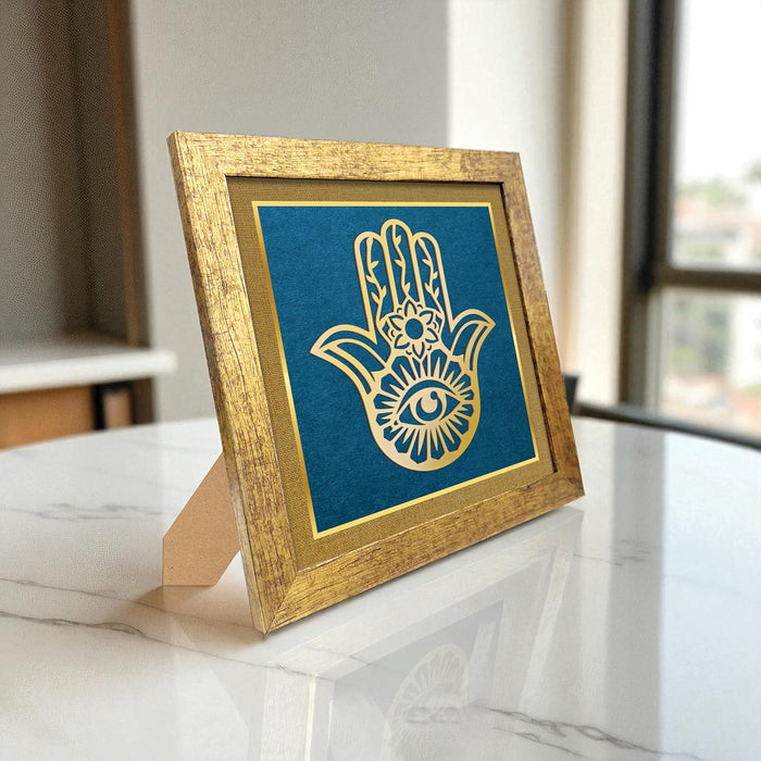 Hamsa Hand Vastu for Protection, Good Luck, Charm for Home and Office | Hand of Fatima Ideal Spiritual Gift for Women and Housewarming (9x9 Inch)
