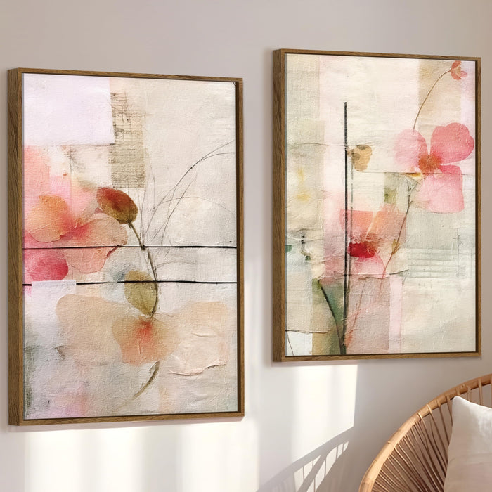 Magnolia Floral Stretched Canvas Wall Painting Flower Large Wall Art Painting for Living Room Decoration, Stylish Large Wall Art Print for Wall Decor (Set of 2, 58x89 cm)