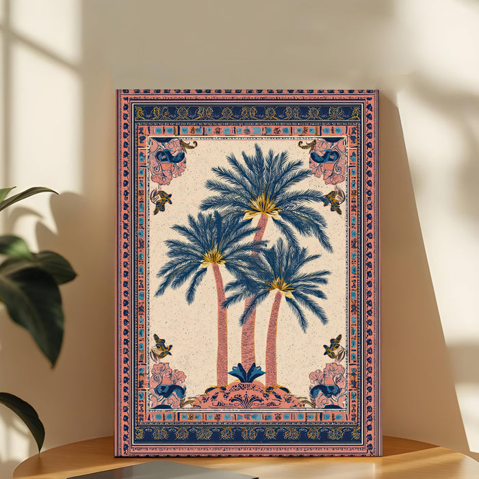 Mughal Motif Palm Tree Wall Painting | Stretched Canvas Flower Wall Painting for Living Room, Bedroom, Home and Office Wall Décor (41x56 cm)