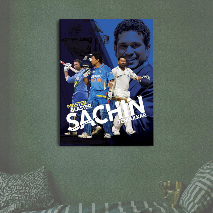 Sachin Tendulkar Wall Art Poster Canvas Painting – Master Blaster Cricket Legend Wall Decor for Living Room, Bedroom, Office & Cricket Lovers | 16 x 22 Inch