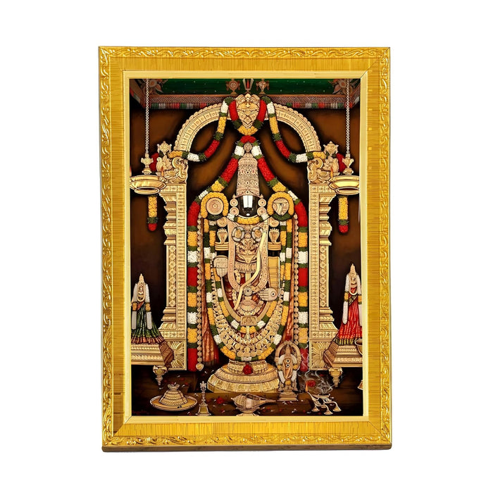 Tirupati Balaji Lakshmi Venkateshwara Swamy Photo Frame for Mandir, Pooja Room | Divine Hindu Deity Wall Art (10x13 Inch)
