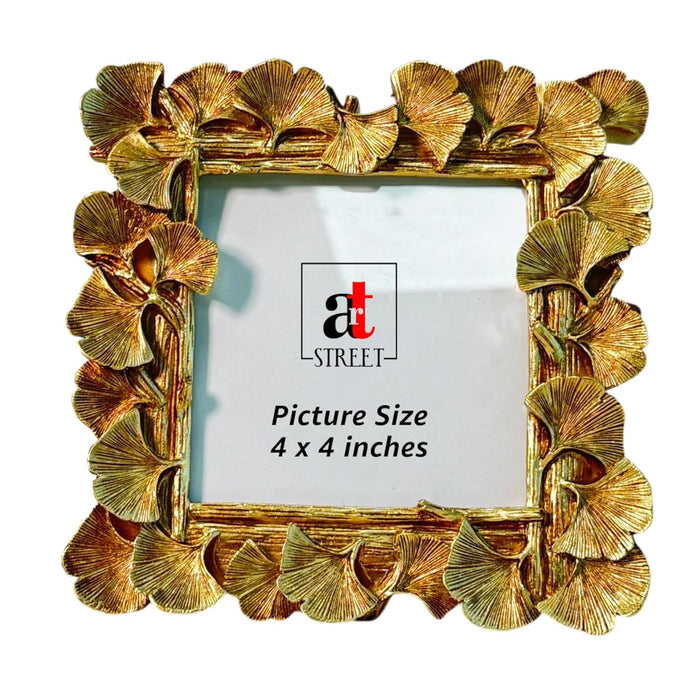 Elegant Golden Ginkgo Leaf Resin Vintage Table Photo Frame, 4x4 Inch Photo  - Royal Gold