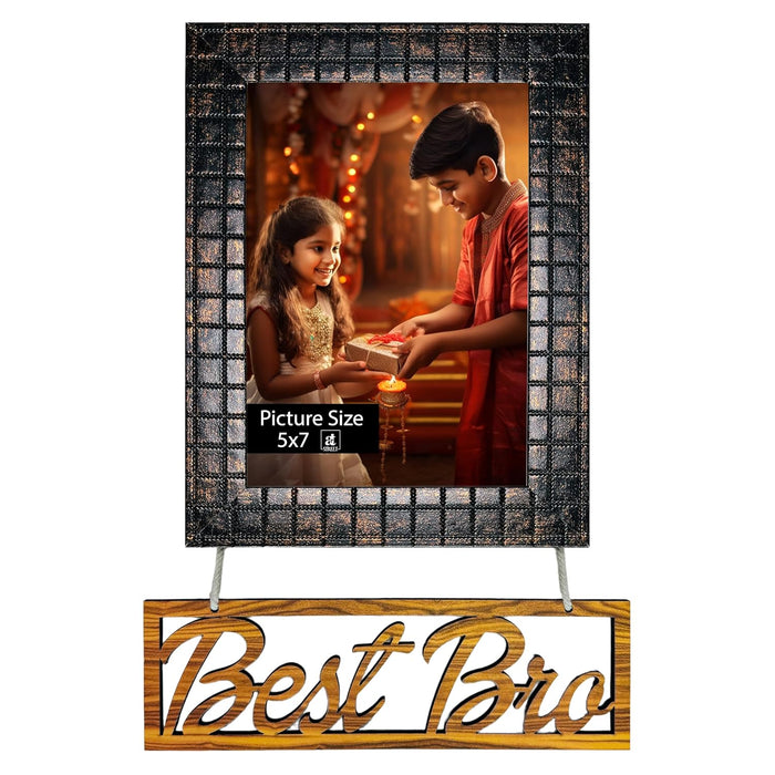 Art Street 5x7 Inch Photo frame with 'Best Bro' Hanging Plaque for Brother, Rakshanbandhan/Rakhi, Raksha Bandhan Combo Gift Set