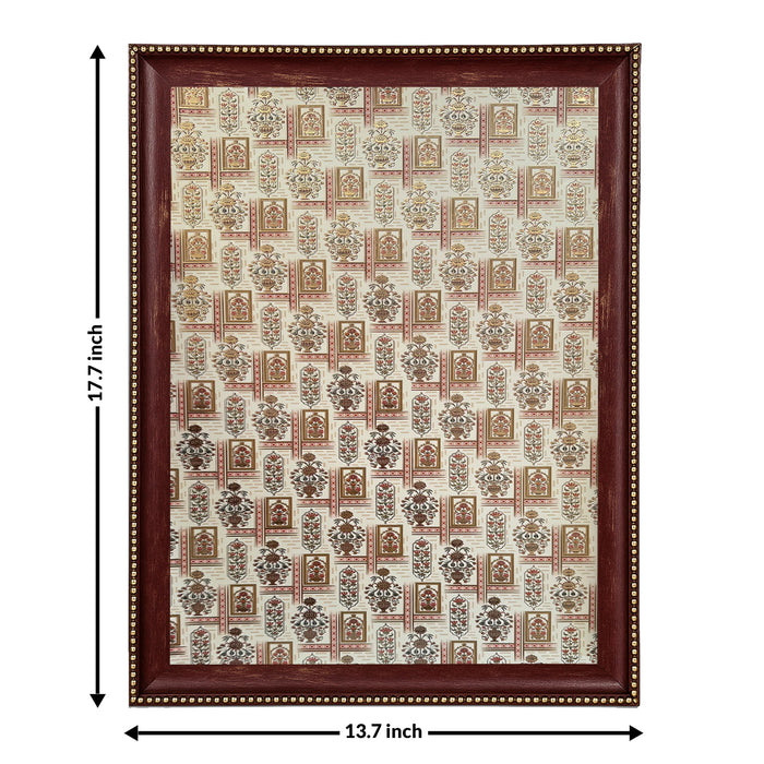 Pack of 2 Indian Pichwai Madhubani Maroon Framed Art-Print Wall Art Set Antique Nature Traditional Wall Décor Glitter Gold Foil Art Prints For Living Room, Bedroom, Office 35x45 cm