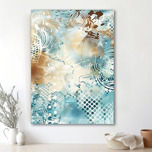 Abstract Artwork of a Leaf as Tree in Orange, Brown, and Beige | Digital Painting On Canvas Stretched on Wood (16x22 Inch)