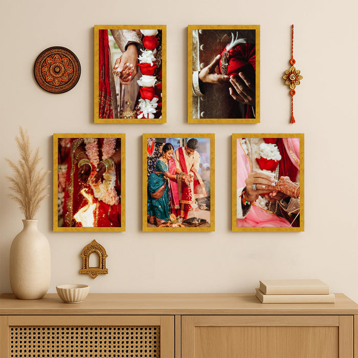 Art Street Photo Frame For Wall Set of 5 Golden Picture Frame For Home and Office Decoration, Size -(Size -12x16 Inches)