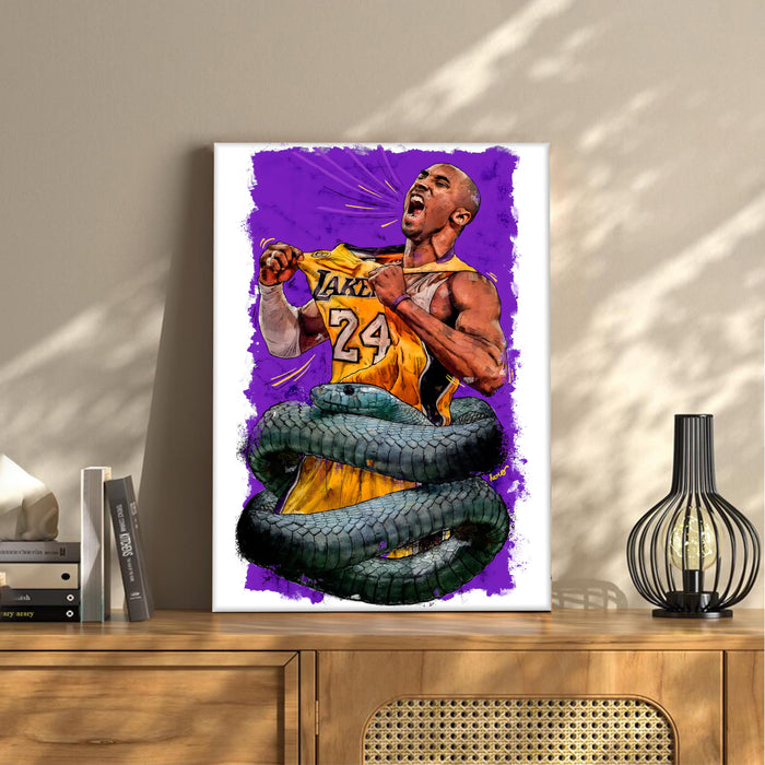 Legendary Basketball Tribute Stretched Canvas Painting Print| Victory & Strength Themed Sports Wall Art | Modern Pop Art Canvas for Home & Office Décor, 41x56 cm
