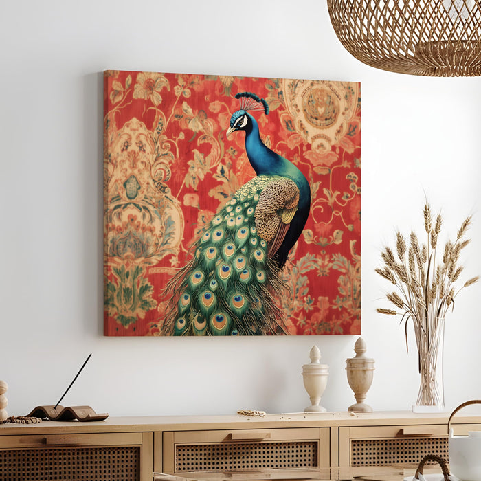 Peacock Vastu Painting for Wall Decoration | Flower Canvas Wall Painting for Living Room, Bedroom, Home and Office Wall Decor (41x41 Cm)