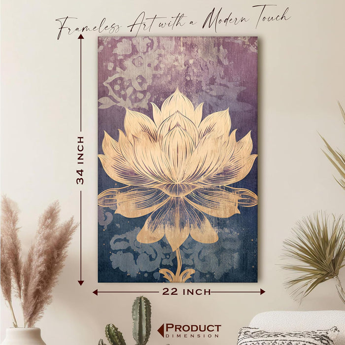 Abstract Stretched Canvas Multicolor Wall Art Painting Lotus Indian Folk Digital Painting ‰ÛÒ 22x34 Inch