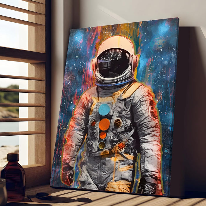 Art Street Stretched Canvas Painting Astronaut Van Gogh Starry Night Graffiti Wall Art for Home Decor, Living Room, Office.
