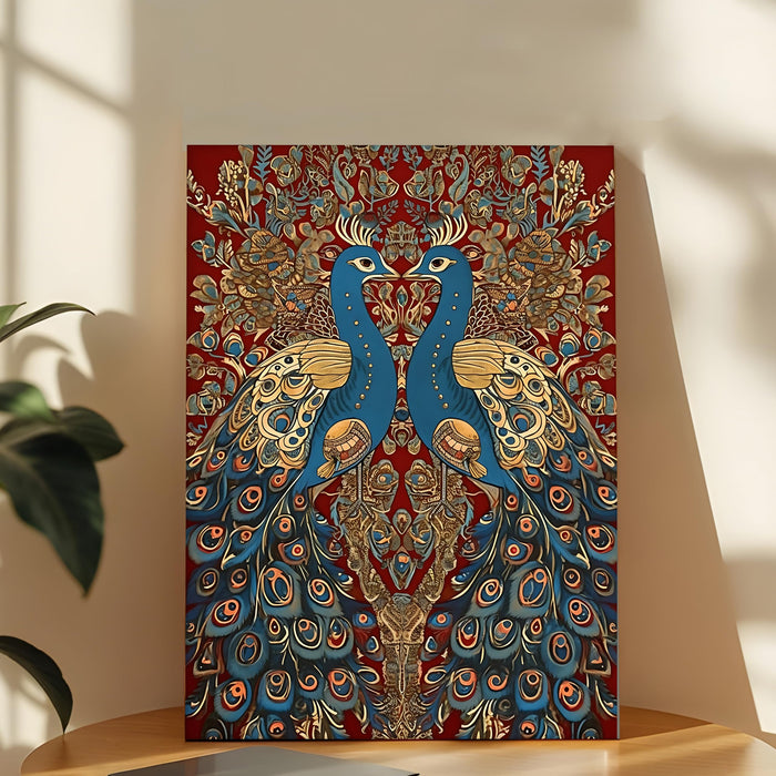 Two Peacock Painting for Wall Vastu | Stretched Canvas Flower Wall Painting for Living Room, Bedroom, Home and Office Wall Décor (41x56 cm)