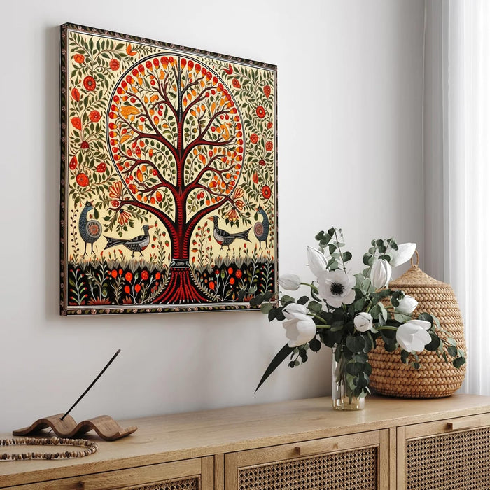 Abstact Art Walking Lord Shiva Wall Decor Print Multicolor | Canvas Painting Stretched on Wood | Suits For Mandeer (16x16 Inch)