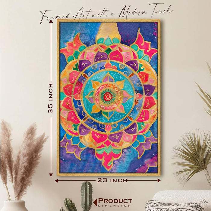 Abstract Multicolor Mandala Painting Multicolor Wall Art on Stretched Canvas – Frameless Unframed Gallery Wrap Canvas Wall Art 22x34 Inch