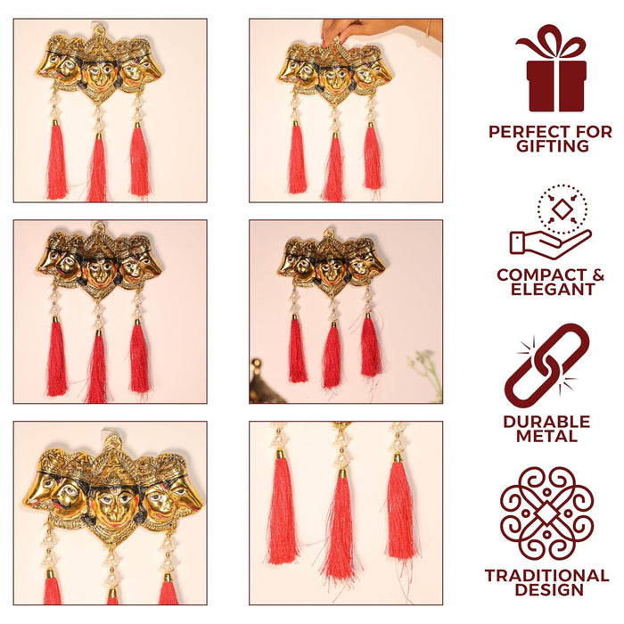 Metal Panchmukhi Hanuman Wall Hanging for Home Temple, Diwali Pooja, Brass Finished Deepawali Decoration, Hanuman Ji, Brass Finished Idols for Wall Hanging 16.5x23 cm