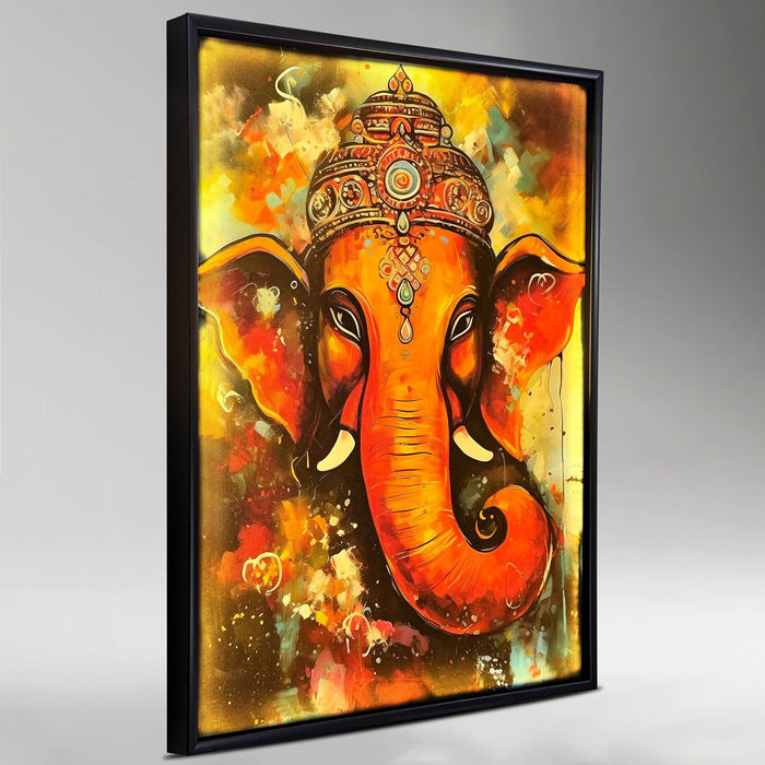 Framed Canvas Art Print with LED Light Decorative Wall Decor Canvas Wall Painting Ganesha Abstract Art 43x58 cm